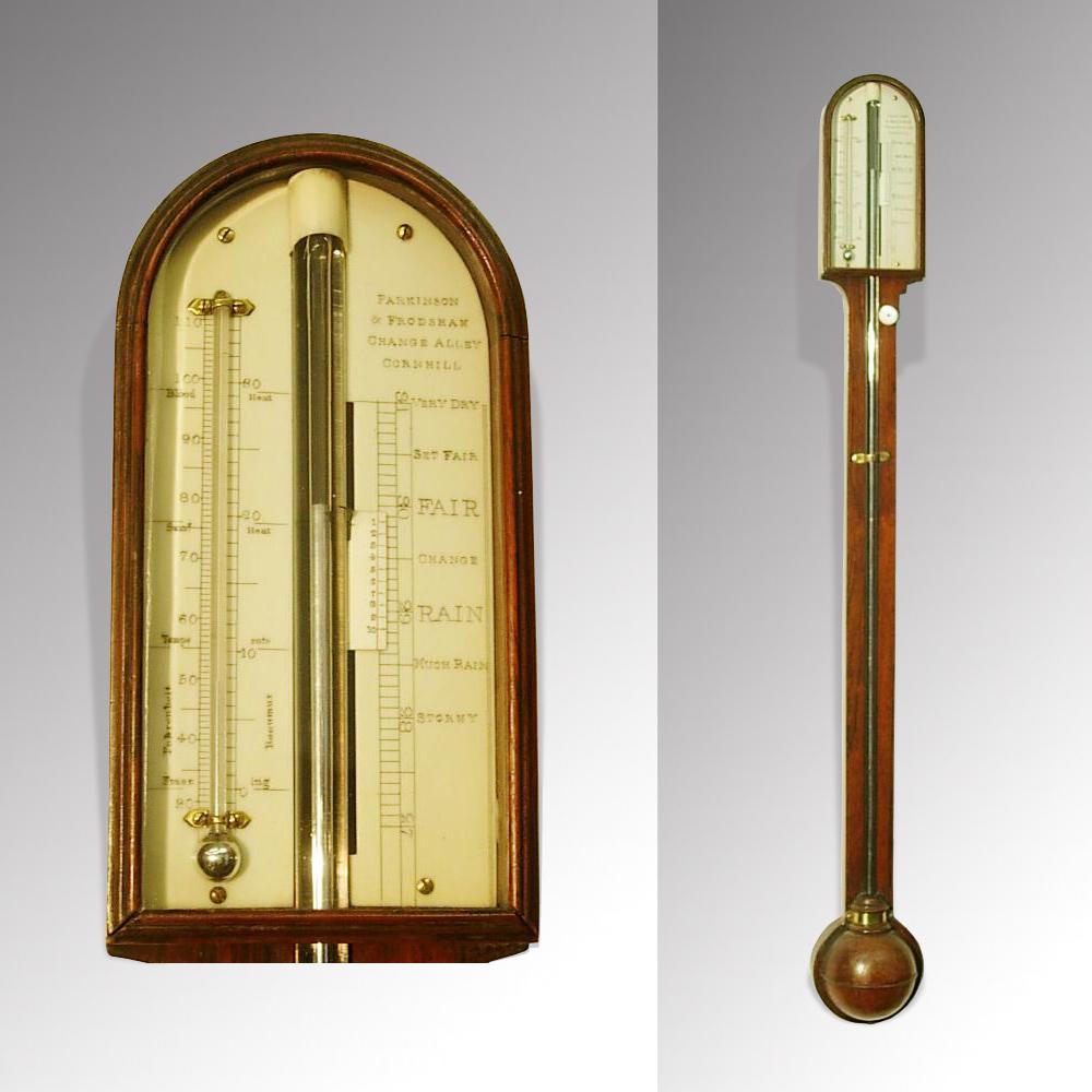 Antique Rosewood Stick Barometer by Parkinson & Frodsham Barometers