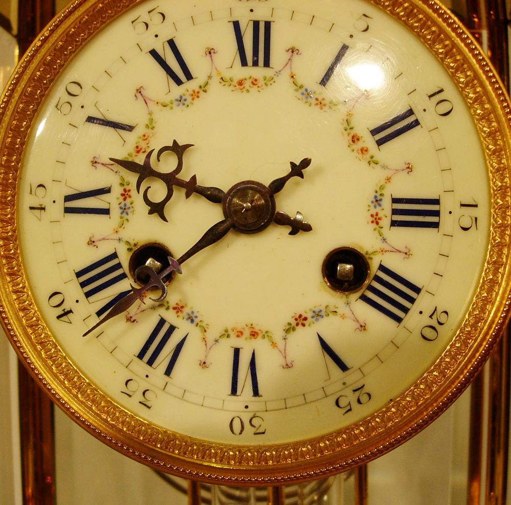 Gold plated 4 glass clock Antique Clocks